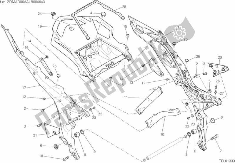 Toutes les pièces pour le 027 - Cadre Arrière Comp. Du Ducati Multistrada 950 Thailand 2020